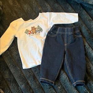 Kids Forest Friends Matching Set - White and Blue